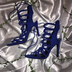 Cobalt blue lace up heels
